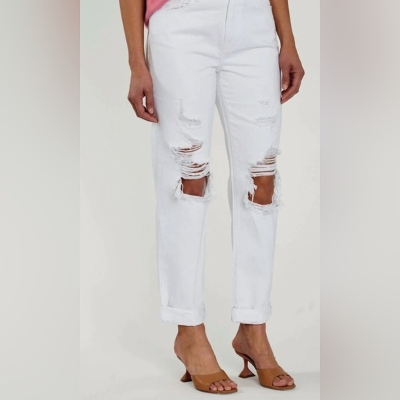 pistola Denim - Pistola Presley Distressed High Rise Relaxed Roller Jean White 27 NWT